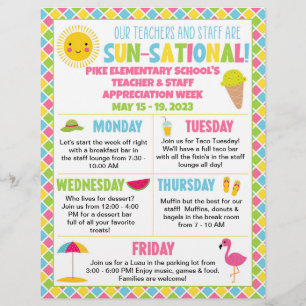 Summer Themed Teacher & Staff Appreciation Week  Flyer