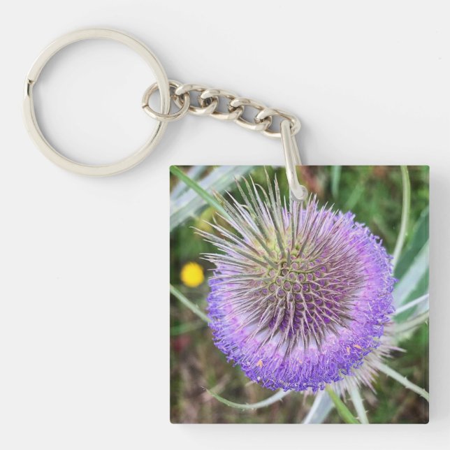 Summer Thistle Flower Key Ring (Front)
