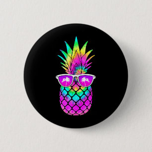 Summer Tie Dye Pineapple Sunglasses Tropical Fruit 6 Cm Round Badge