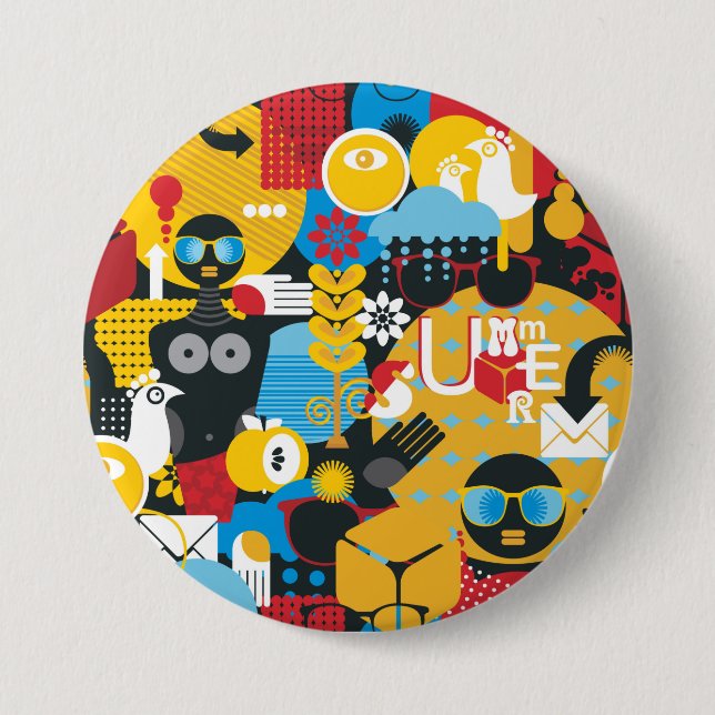 Summer time 7.5 cm round badge (Front)