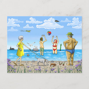 Summer time at the beach  holiday postcard