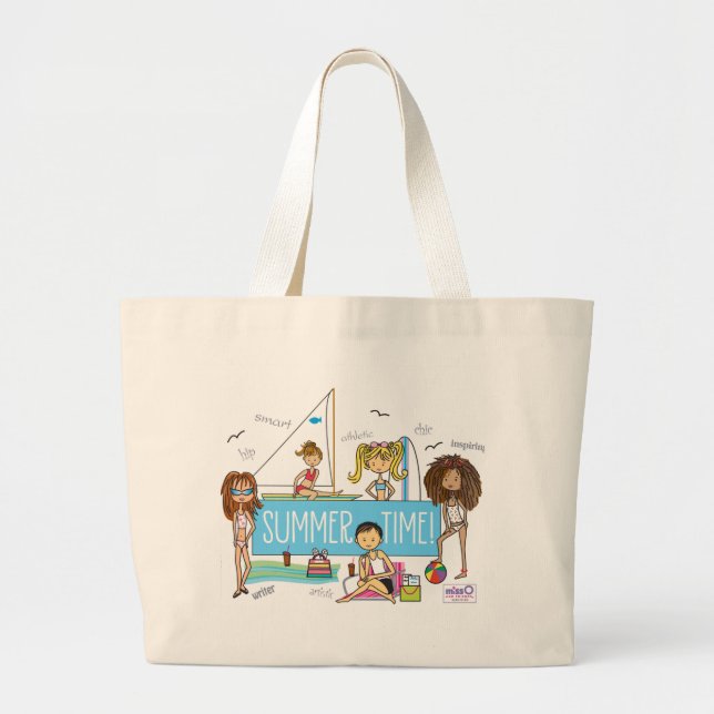 Summer Time Beach Bag Large Tote bag (Front)