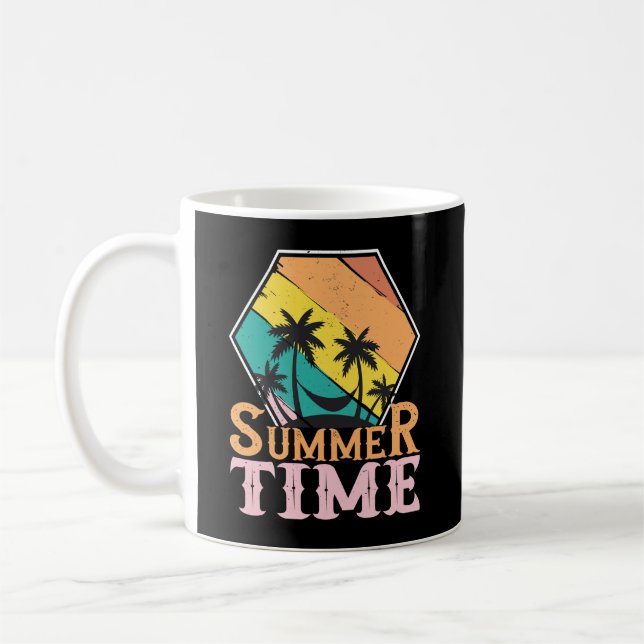 Summer Time, Beach, Hammock, & Palm Trees Coffee Mug (Left)