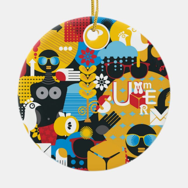 Summer time ceramic tree decoration (Front)