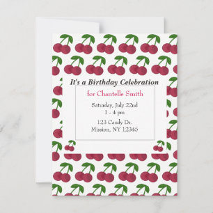 Summer Time Cherries Birthday Invitation