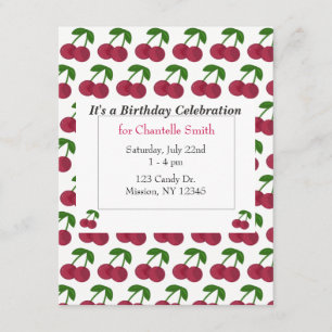Summer Time Cherries Birthday Invitation