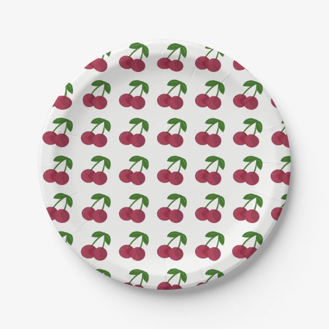 Summer Time Dark Cherries Paper Plate (Front)