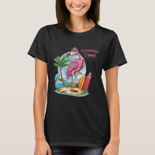 Summer Time Flamingo On The Beach Vintage T-Shirt