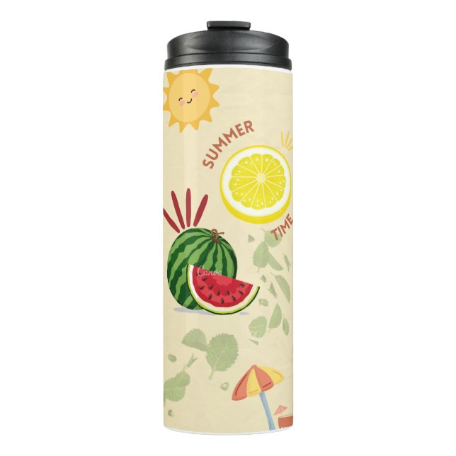 Summer time friut tumbler | cute lemon and waterme (Front)
