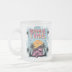 Summer Time Frosted Glass Coffee Mug