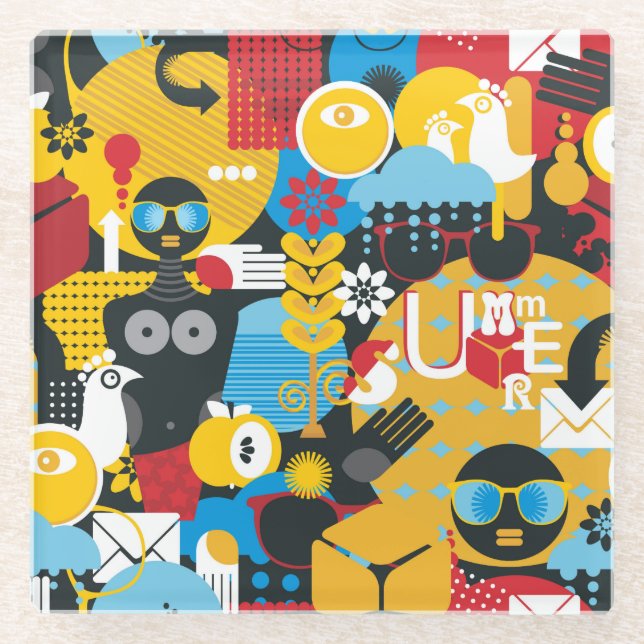 Summer time glass coaster (Front)