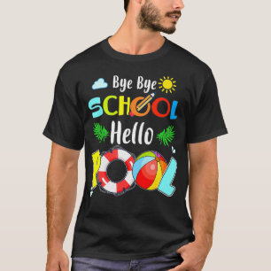 Summer Time Goodbye School Hello Pool Mermaid Stud T-Shirt