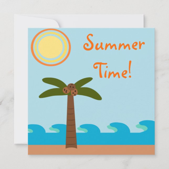 Summer Time Island BBQ Party Invitations (Front)