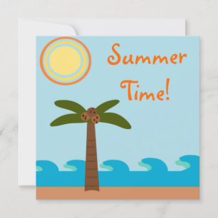 Summer Time Island BBQ Party Invitations