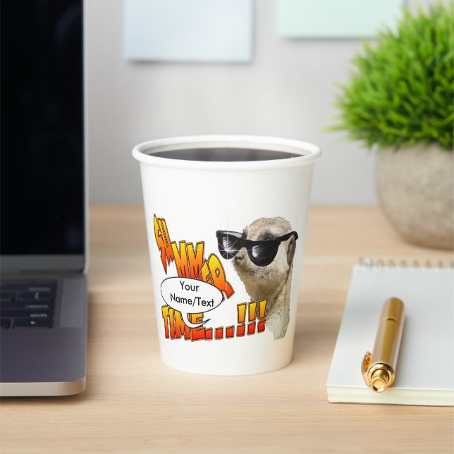 Summer Time Meerkat Customisable Paper Cups (Insitu)