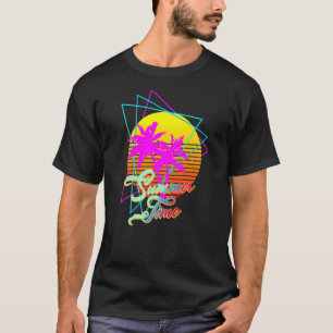 Summer Time Retro 1980s Vaporwave Palm Trees Beach T-Shirt