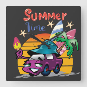 Summer Time Square Wall Clock