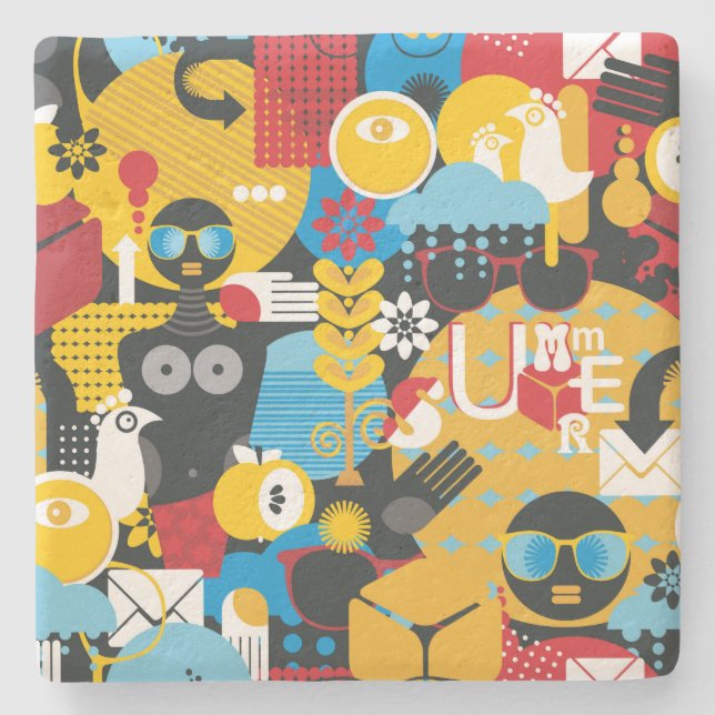 Summer time stone coaster (Front)