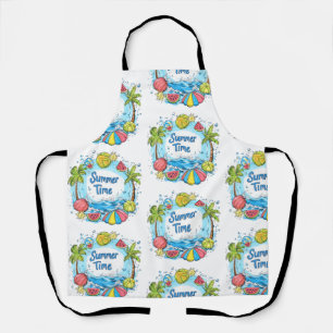 Summer Time - Summer Time Beach Illustration Apron