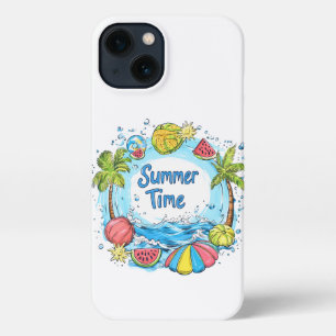 Summer Time - Summer Time Beach Illustration iPhone 13 Case