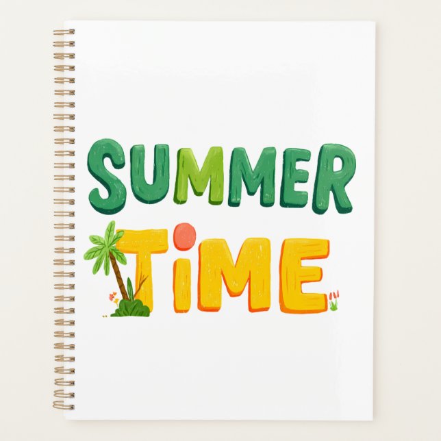 Summer Time - Summer Time with Palm Tree and Sun Planner (Front)