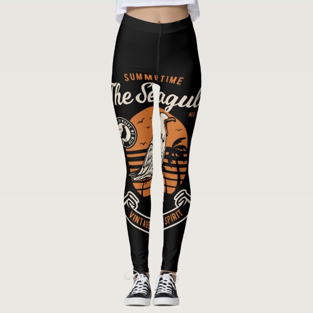 summer time the seagull  vintage sailing spirit leggings (Front)