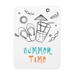 Summer Time Vibes of Sun & Vacation, Sketched Art Magnet