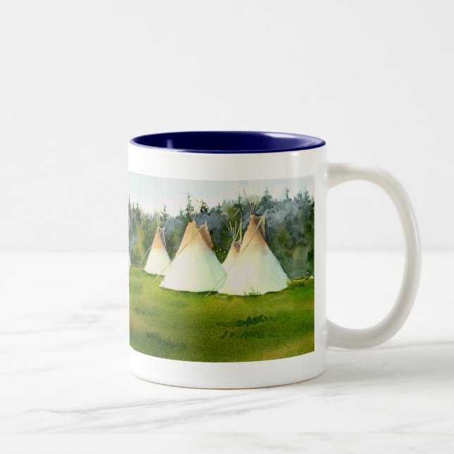 SUMMER TIPI CAMP by SHARON SHARPE Two-Tone Coffee Mug (Right)