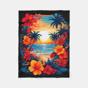 Summer Travel Fun Retro Holiday Camper Beach Sun S Fleece Blanket