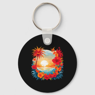 Summer Travel Fun Retro Holiday Camper Beach Sun S Key Ring