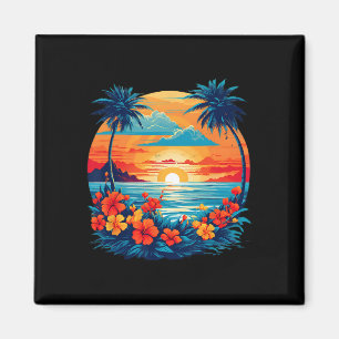 Summer Travel Fun Retro Holiday Camper Beach Sun S Magnet