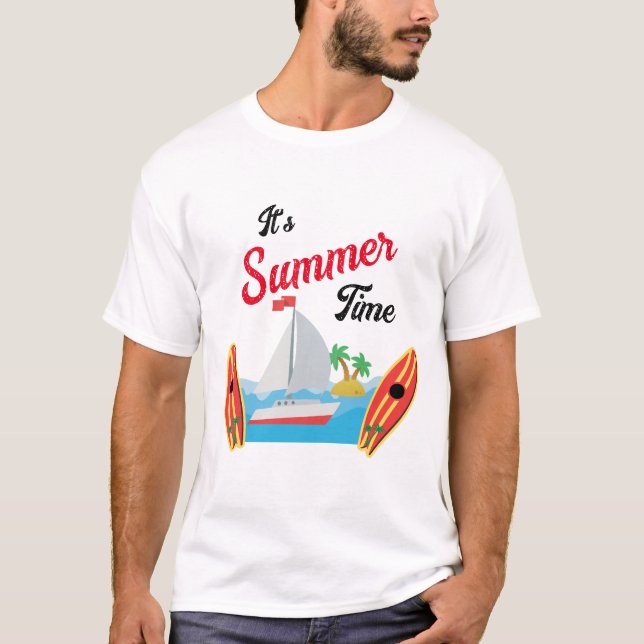Summer Travel Time Beach Waves Vacation Ocean T-Shirt (Front)