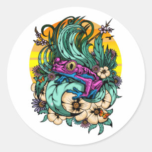 Summer Tree Frog Classic Round Sticker