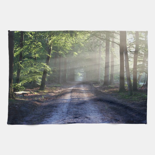 Summer Trees Covering Dirt Road Tea Towel (Horizontal)