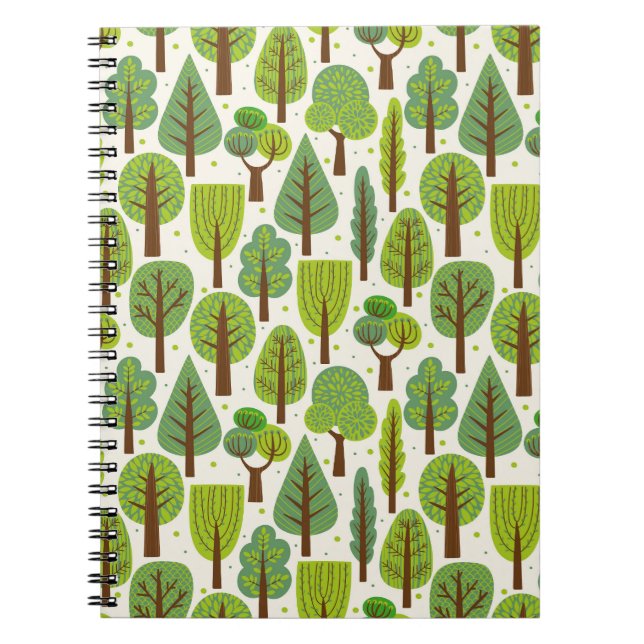 Summer Trees: Green Seamless Pattern Notebook (Front)