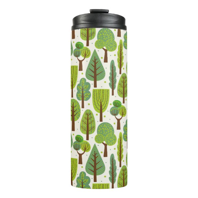 Summer Trees: Green Seamless Pattern Thermal Tumbler (Front)