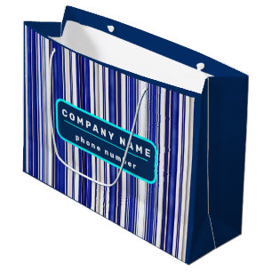 Summer Trendy Navy Blue Boat Stripes Collection Large Gift Bag
