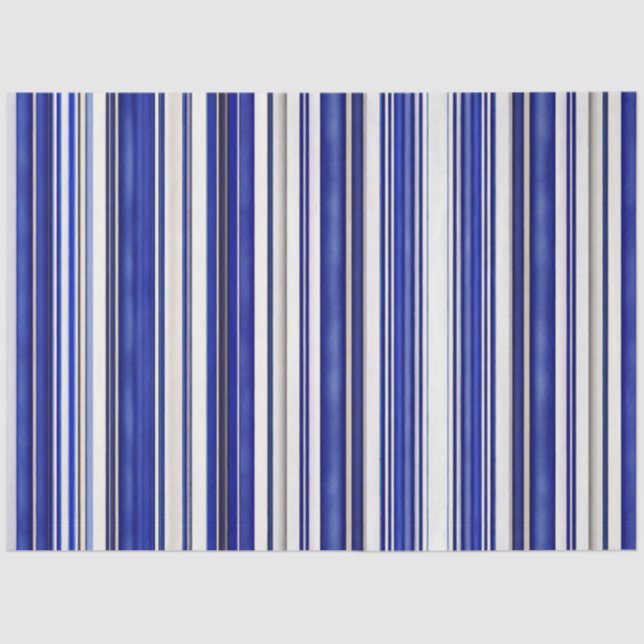 Summer Trendy Navy Blue Boat Stripes Collection Tissue Paper (Front)
