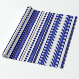 Summer Trendy Navy Blue Boat Stripes Collection Wrapping Paper
