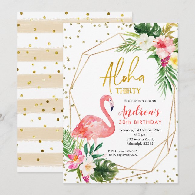 Summer Tropical Aloha Thirty Invitation (Front/Back)