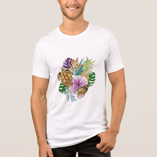 Summer Tropical Beach Collage Tri-Blend Shirt (Front)