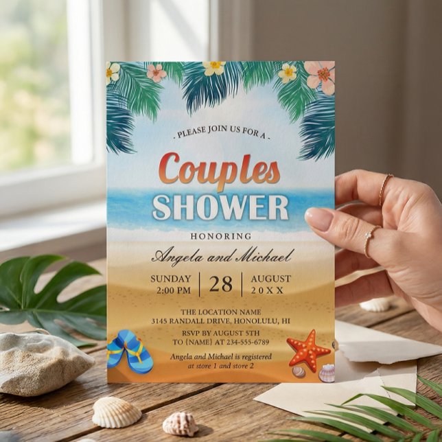 Summer Tropical Beach Couples Wedding Shower Invitation (Creator Uploaded)