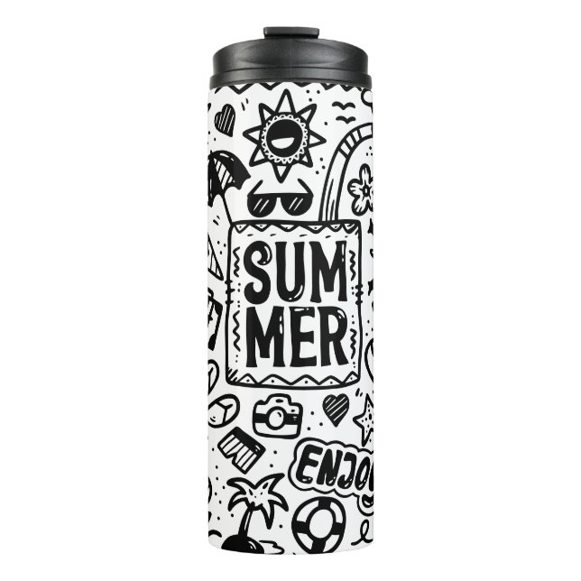 Summer Tropical Beach Sea Vacation Holiday Thermal Tumbler (Front)