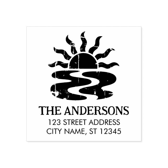 Summer Tropical Beach Sunset Custom Return Addres  Rubber Stamp (Imprint)