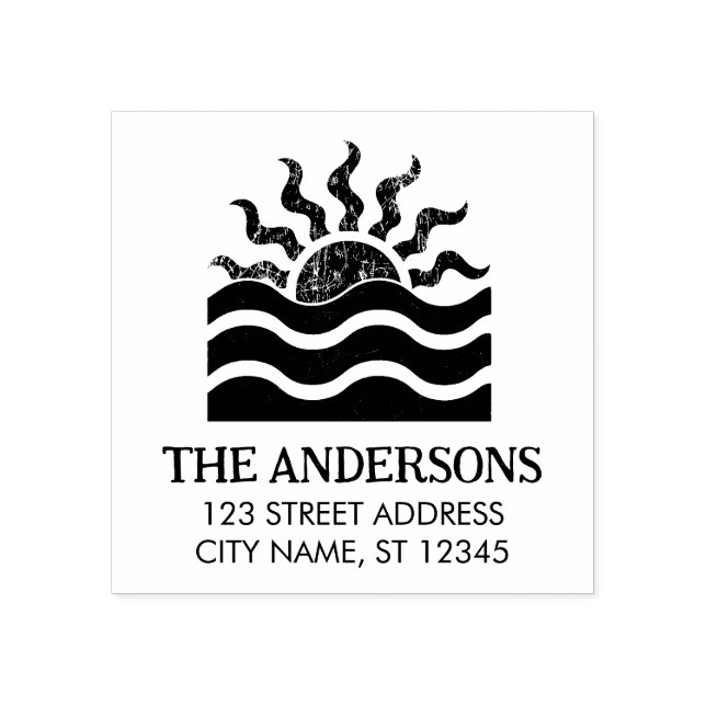 Summer Tropical Beach Sunset Custom Return Addres  Rubber Stamp (Imprint)