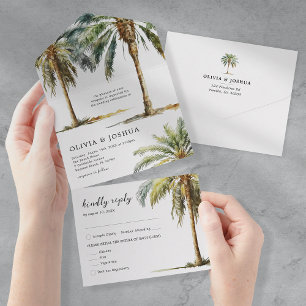 Summer Tropical Beach Wedding All In One Invitation