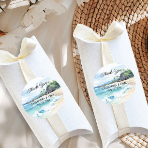 Summer Tropical Beach Wedding Thank You Favour Classic Round Sticker