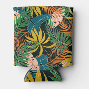 Summer Tropical Bright Plants Pattern Can Cooler