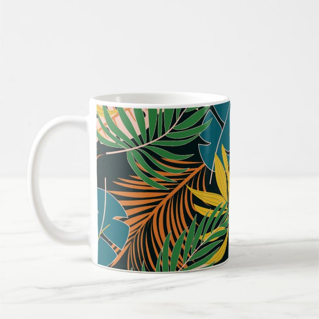 Summer Tropical Bright Plants Pattern Coffee Mug (Left)
