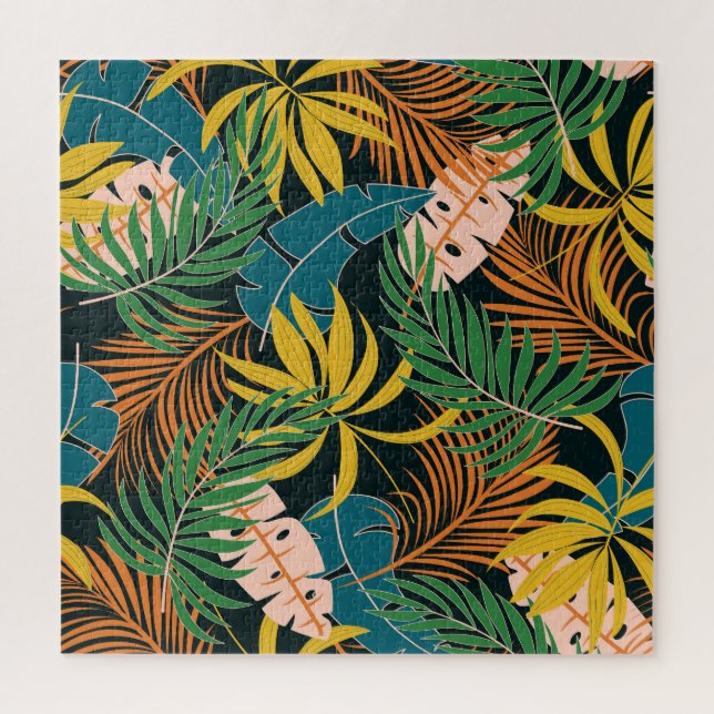 Summer Tropical Bright Plants Pattern Jigsaw Puzzle (Vertical)